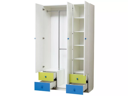 Шкаф 3-х дверный с ящиками и фотопечатью Совята 3.2 