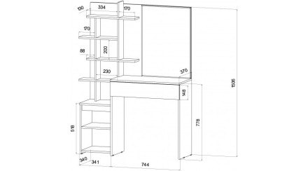Стол туалетный Ленора, Дуб вотан/Графит 
