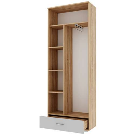 Шкаф 2-х дверный,1 ящик Италия, Сонома/белый глянец 